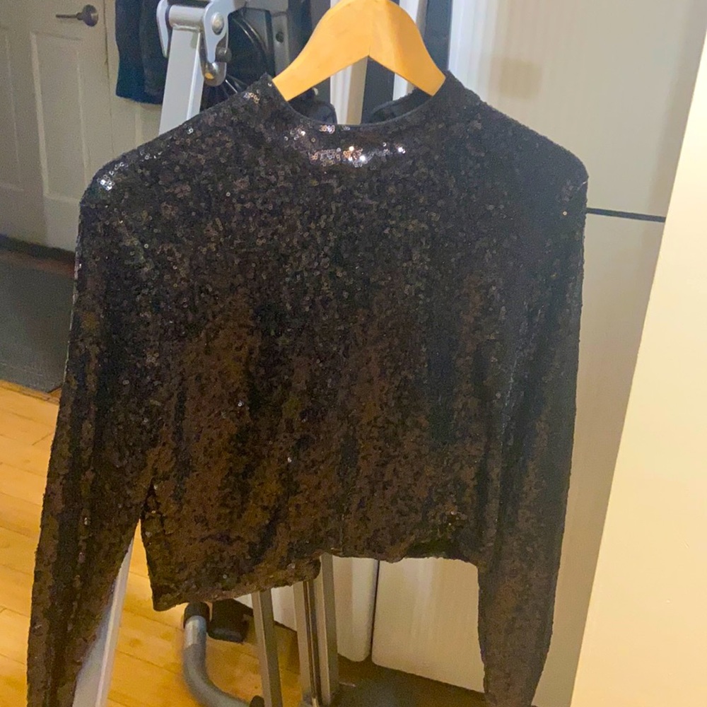 Sequin black blouse,lake new